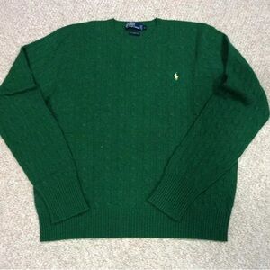 POLO ROUND NECK W/ RIB SWEATER MEN'S LUXURY (HUNTER GREEN )100% LAMB